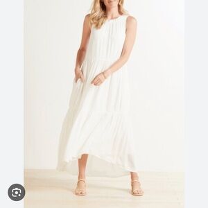 EVEREVE Roan + Ryan White Bella Sleeveless tiered Flowy Midi Dress Size small